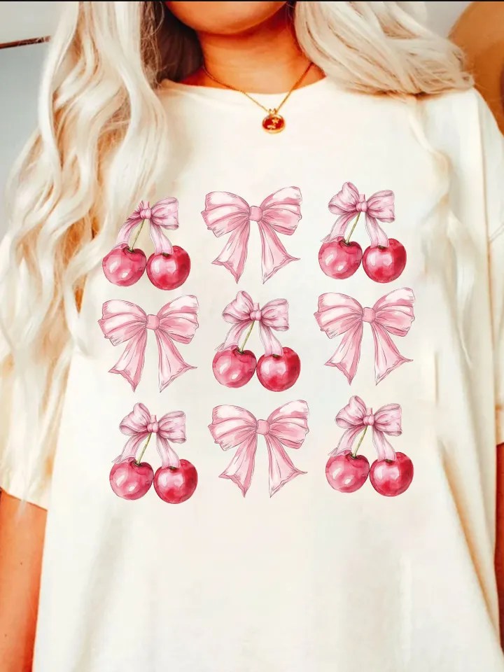 Cherry coquette bow png soft girl era aesthetic png Trendy Cherry png coquette shirt design retro mama png cherry bow png sublimation design