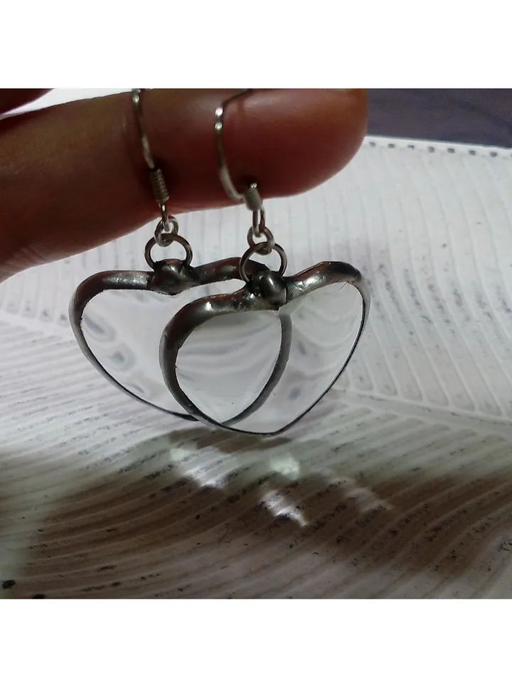 Heart earrings, valentine's day, valentines earrings, glass lens, love earrings, cool earrings, kawaii earrings