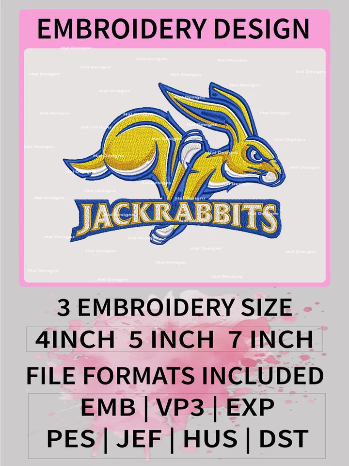 NCAA South Dakota State Jackrabbits Embroidery File, 3 Sizes, 6 Formats, NCAA Machine Embroidery Design, NCAA Logo, NCAA Teams