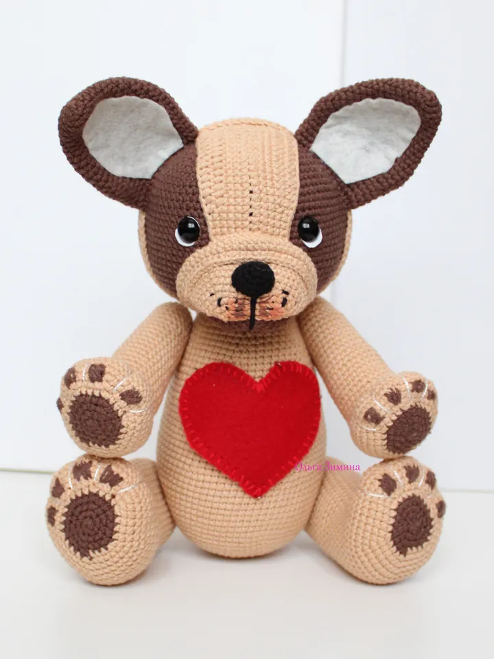 Dog crochet pattern PDF in English Amigurumi french bulldog toy