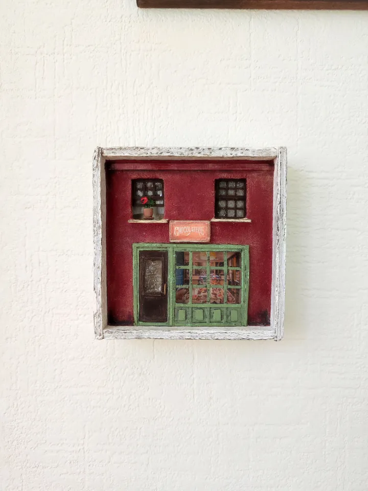 Shadow box 3D painting miniature on the wall Old Confectionery