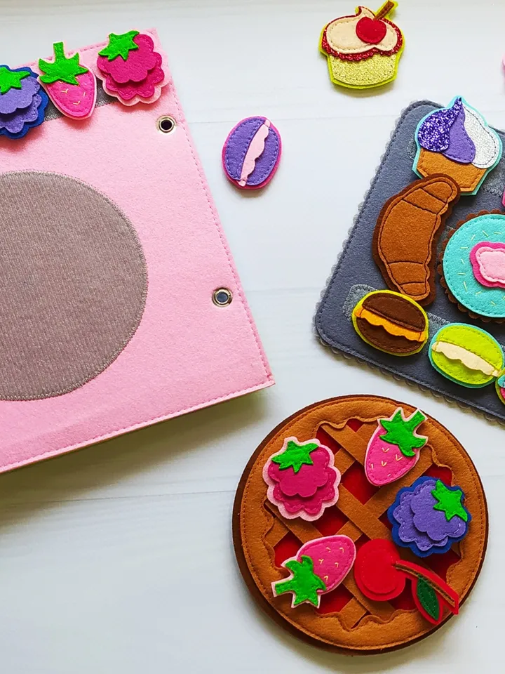 Kitchen Quiet book Pattern , Cooking Felt book pattern pdf, Soft sensory book template, Busy book sewing ideas for girl 2, 3, 4 year old