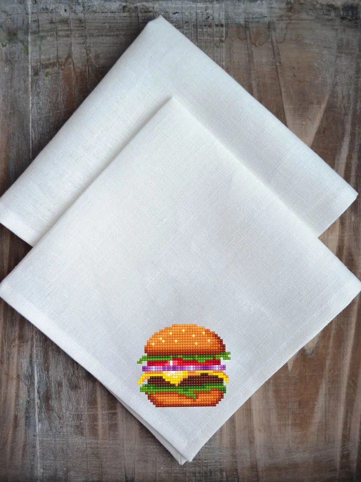 Burger small cross stitch pattern PDF Fast food cross stitch chart, Funny mini cross stitch Instant download PDF, Kawaii hand embroidery #F4