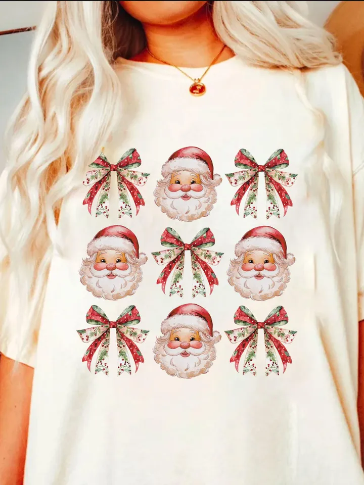 Coquette Christmas Png, Christmas Bow Png, Santa Png, Christmas Sublimation Design, Vintage Christmas Png, Retro Christmas Png, Coquette Png