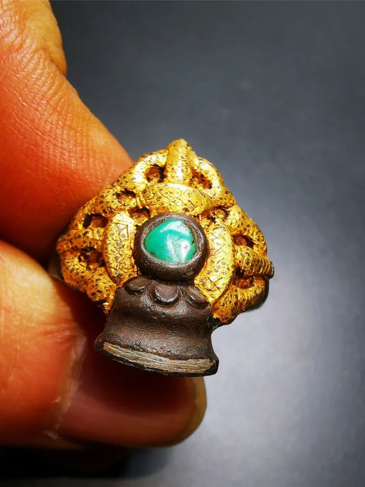 Gandhanra Unique Handcrafted Ring, Tibetan Buddhist Vajra Bell Ring,Made of Pure Gold Filled and Silver Filled,Protection Jewelry