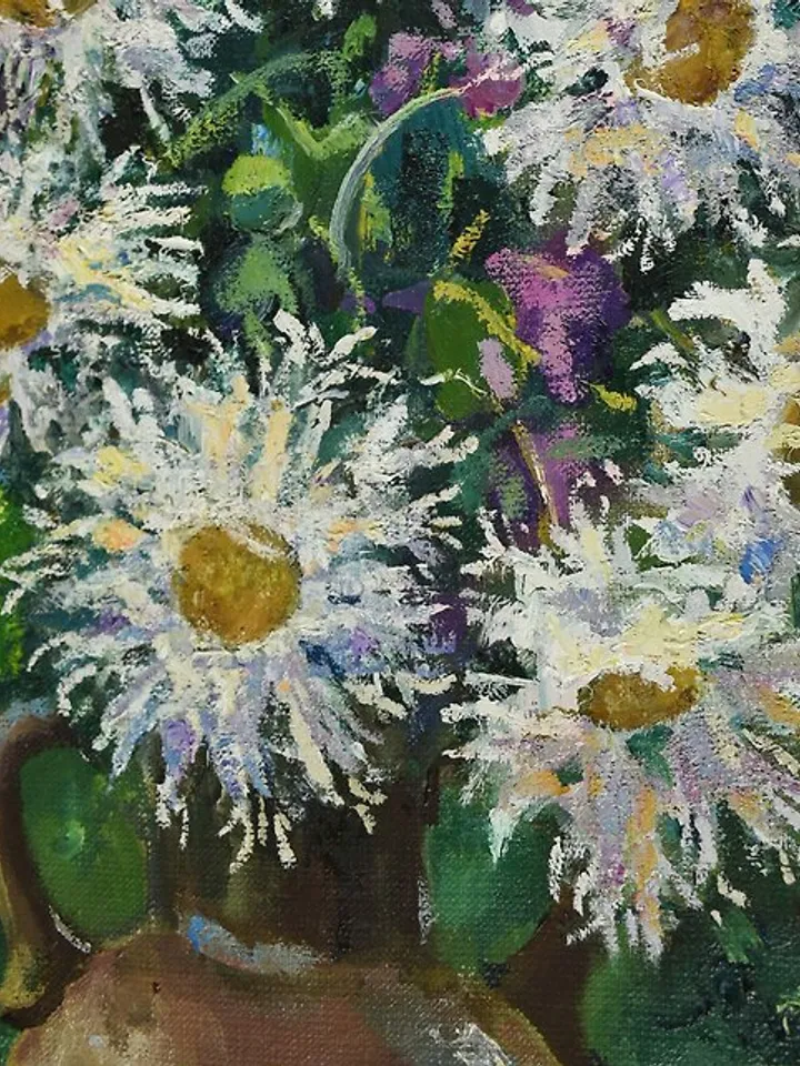 Daisy Painting Flower Original Art Floral Oil Canvas Artwork