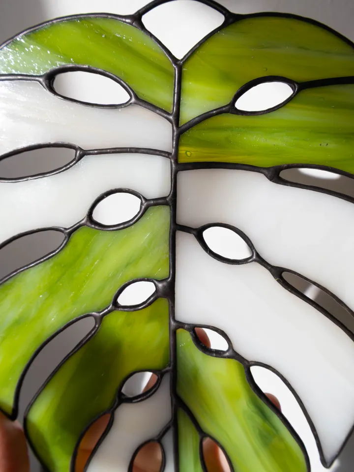 Stained glass monstera, Floral home decor, Plant lover gift