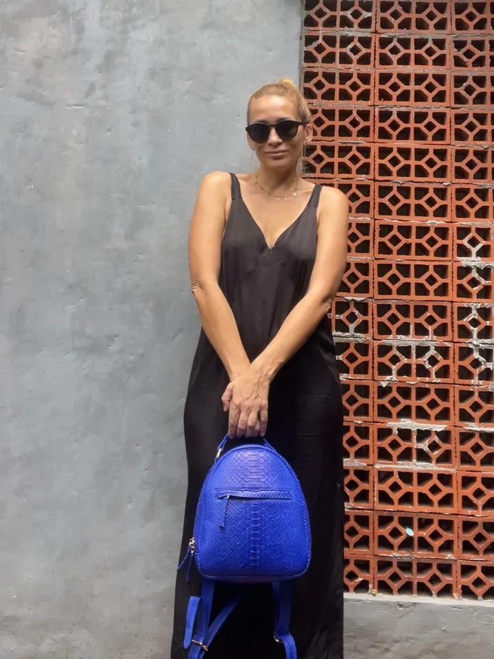 Genuine Python Skin Electric Blue Backpack | Exotic Leather Bags | Women Sport Leather BackPack | Backpack For Girls | Handmade Backpacks