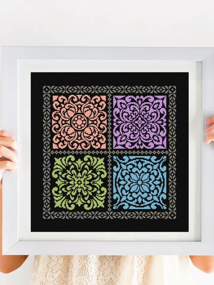 Square mandala cross stitch pattern PDF download Sampler cross stitch mandala ornament pattern for cross stitch pillow, DIY Home decor #M209