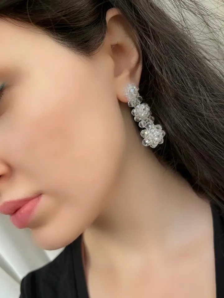 Floral Crystal Drop Earrings