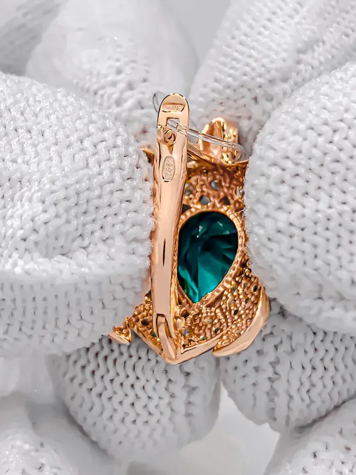 Earrings Silver gold plated 925 assay value with paraiba