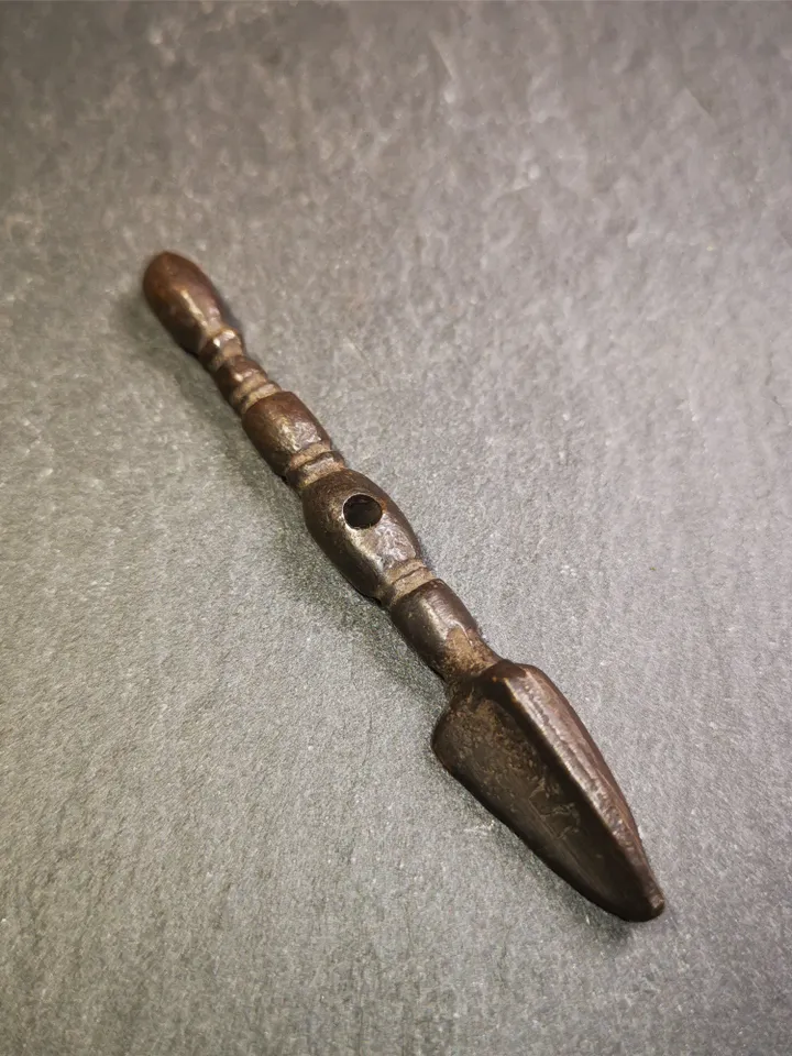 Gandhanra Antique Tibetan Amulet ,Kila(Dorje Phurba) , Trantic Buddhism Ritual Implement Pendant,Made of Brass,2.87"