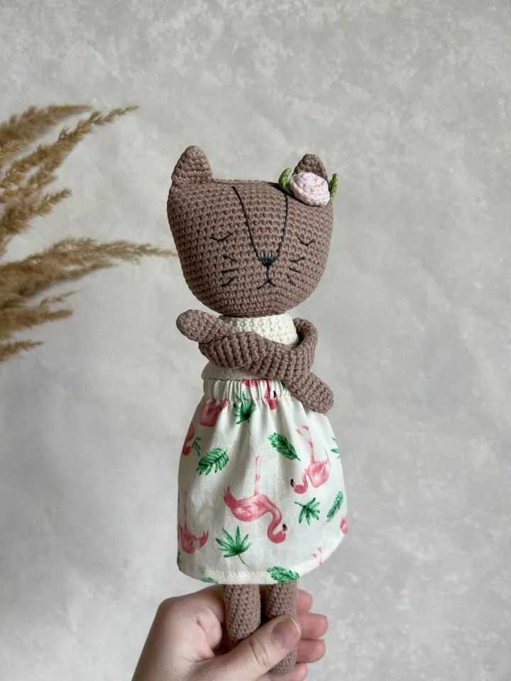 Crochet cat toy, stuffed animal toy, cat toy, amigurumi toy cat