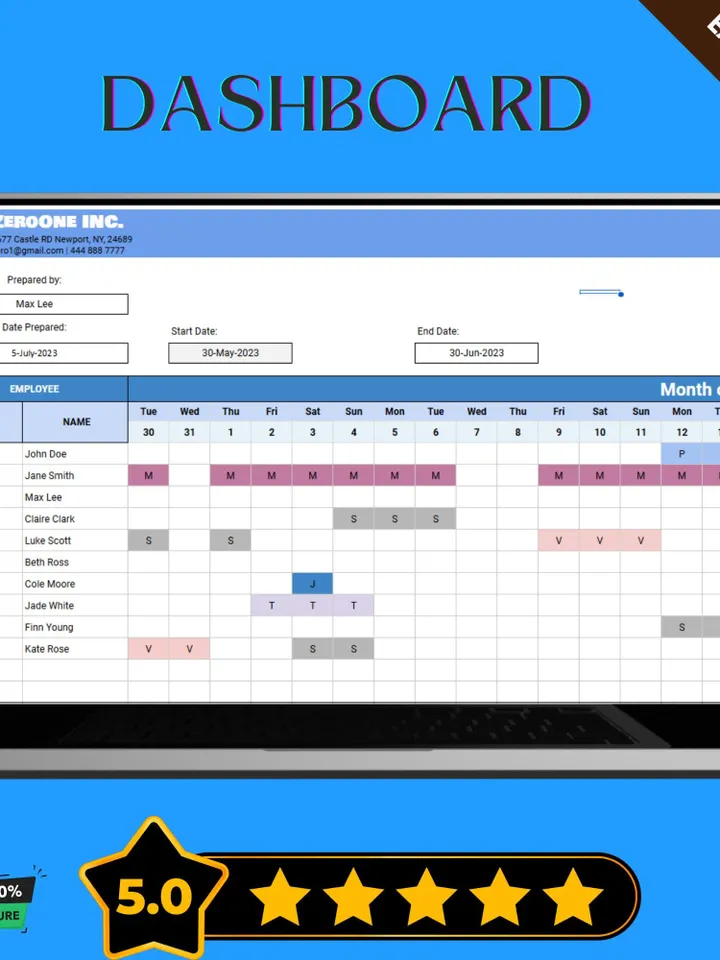 Leave Tracker Template, Editable Google Sheets, Digital Download for Employee Leave Management & Vacation Tracking