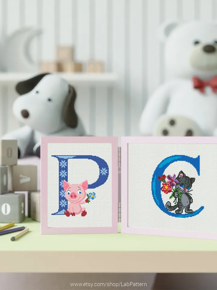 Letter C Cat ABC Cross stitch pattern | Embroidery Pattern | Instant Download | Embroidery Designs