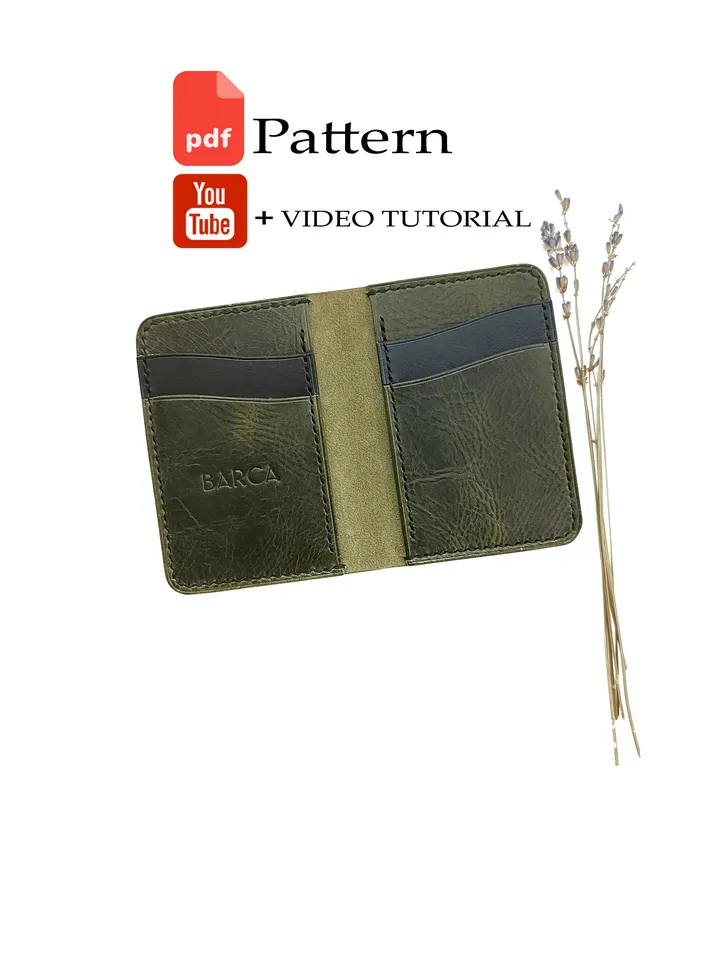 Pattern of a leather cardholder wallet for cards in PDF format with 4 mm steps. Pattern of a leather mini wallet.