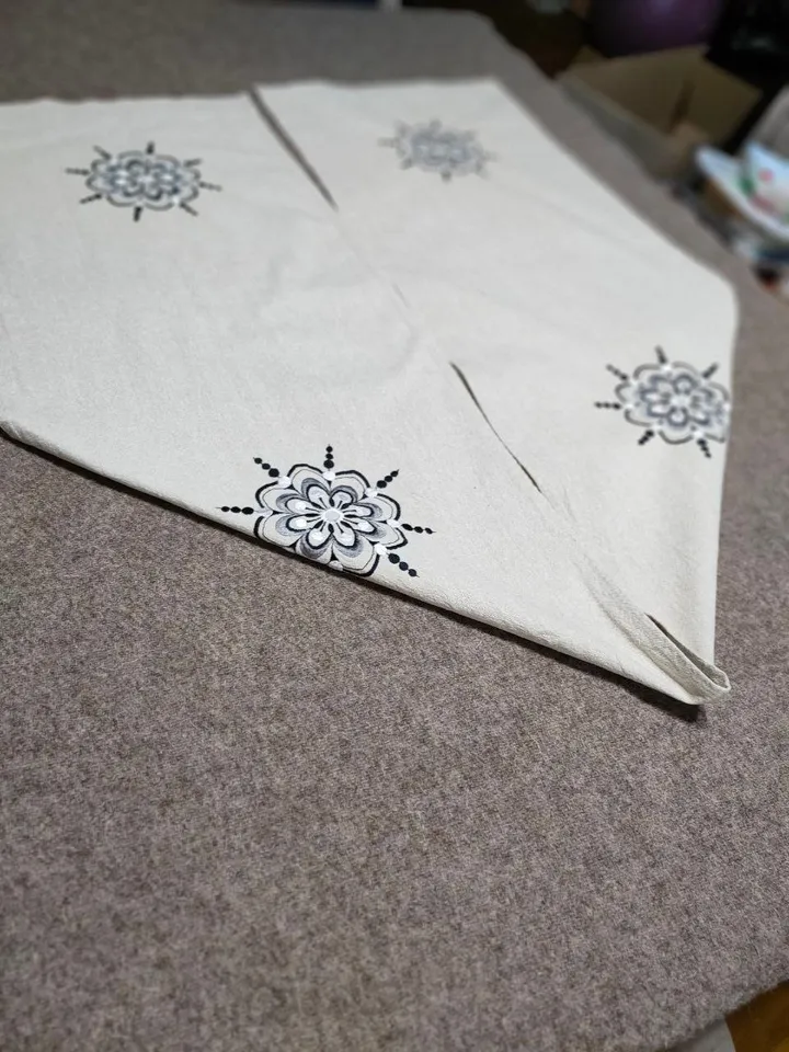 Linen tablecloth with embroidery,vintage,with flowers,table runner,sideboard,dresser,table decoration