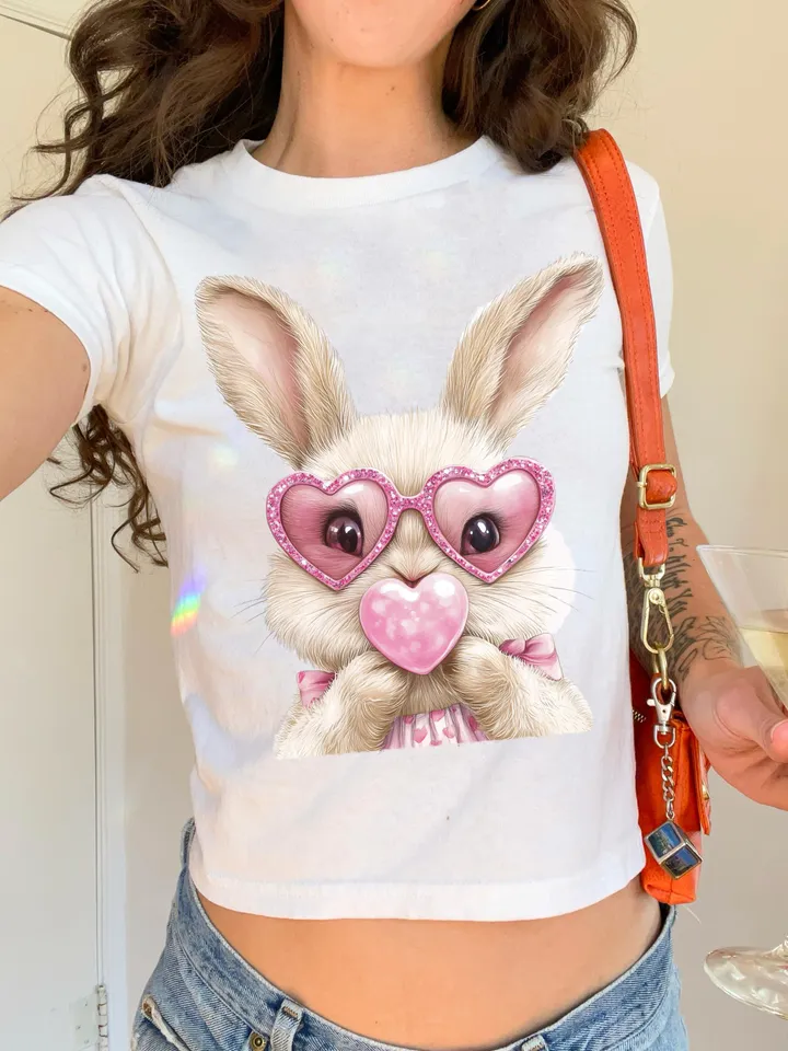 Retro Easter Bunny Blowing Bubble PNG, Vintage Happy Easter PNG, Funny Easter Bunnie Sunglasses Easter Holiday Sublimation Digital Download