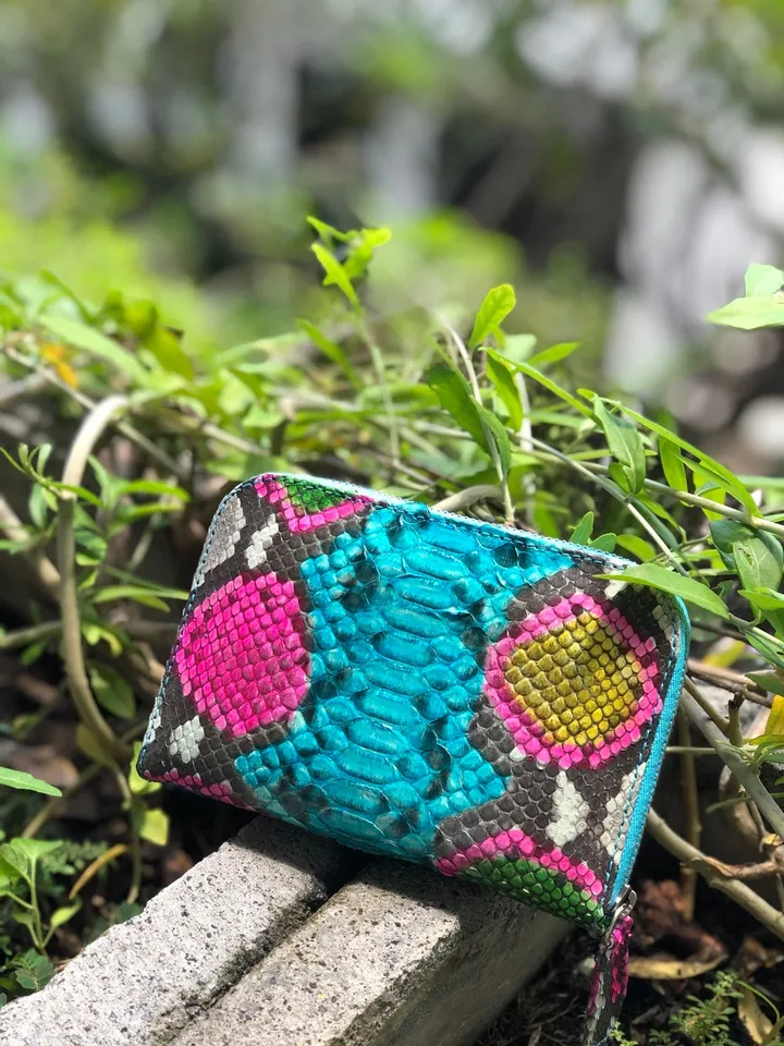 Genuine python skin wallet | Small wallet | Exotic leather wallet | Women wallet | Multicolor trendy Wallet | Snakeskin designer wallet