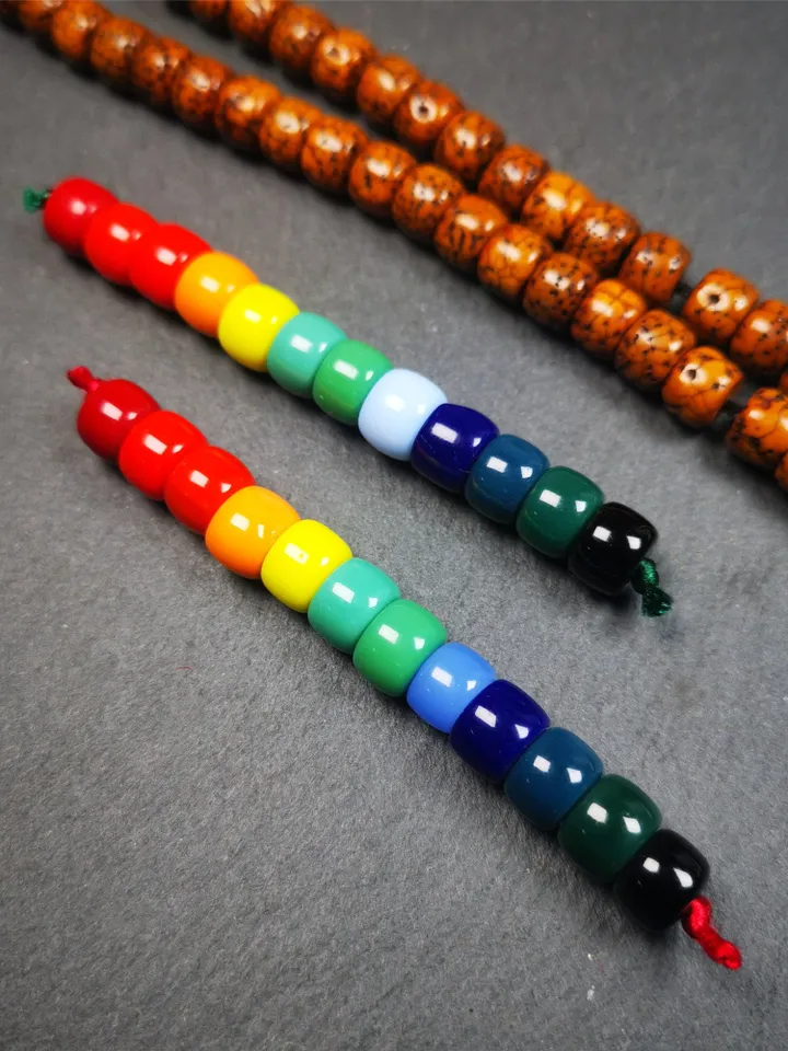 Gandhanra 1 Set of 2 Strings Sherpa Glaze Beads,Marker Beads for Mala / Necklace,Prayer Beads Accessories,0.3&quot; × 0.24&quot;