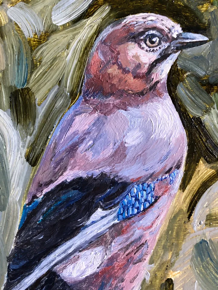 Bird portrait original oil painting hand painted modern impasto painting wall art 6x9 inches