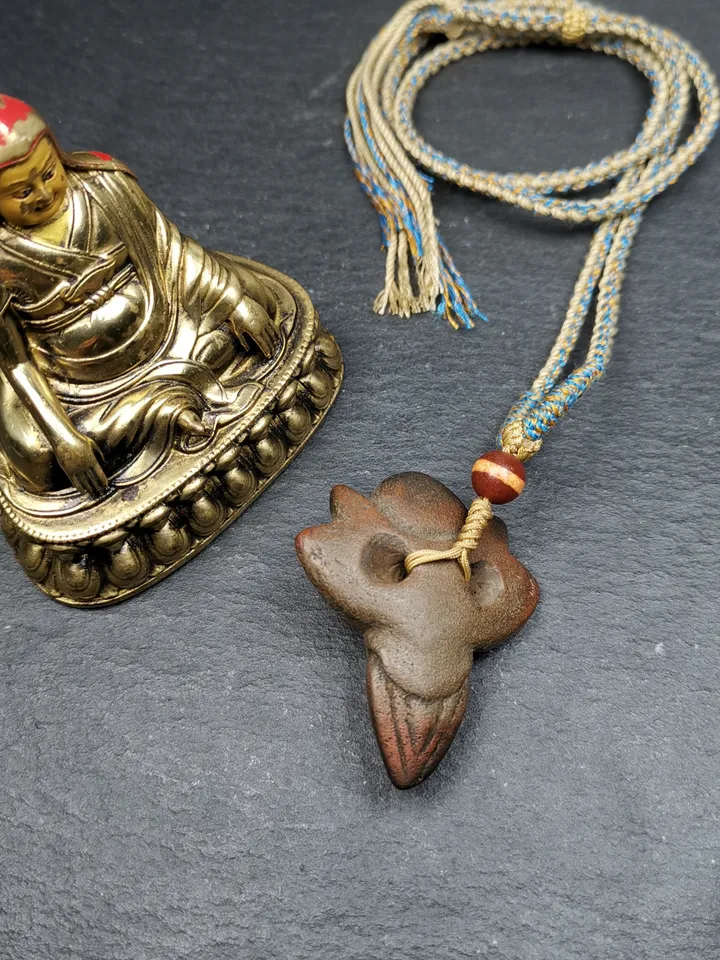 Gandhanra Old Tibetan Tsa Tsa Statue, Vajrakilaya Phurba Amulet Pendant,Buddhist Protector Deity,50 Years Old