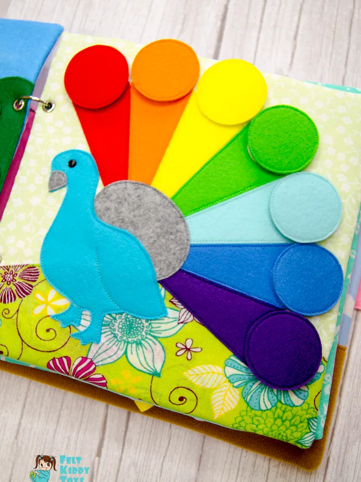 Quiet book page, Peacock, PDF sewing pattern, SVG files