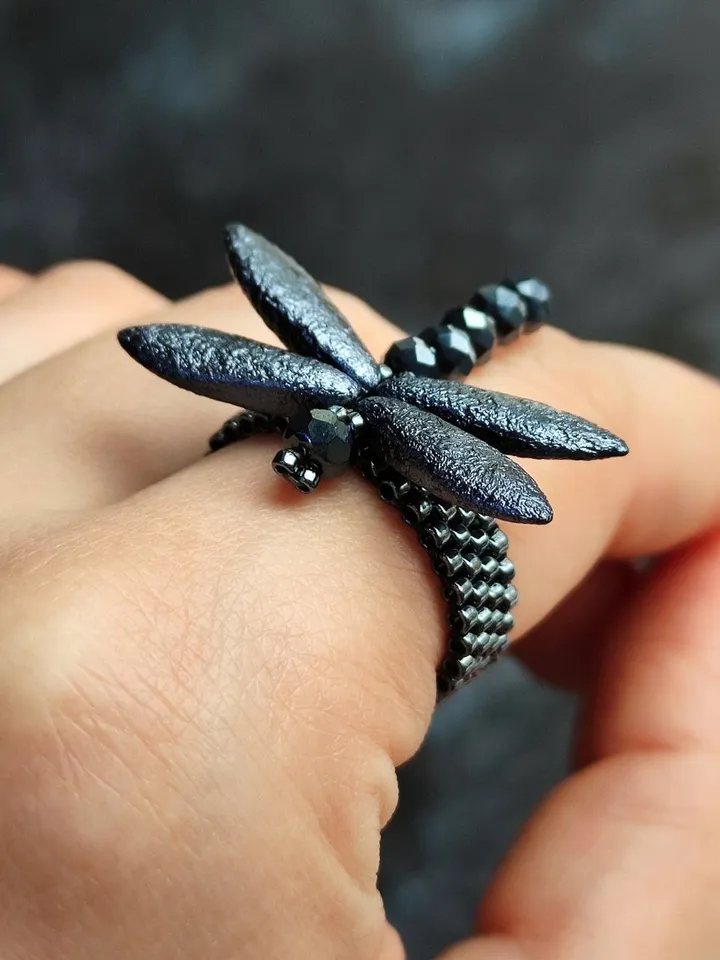 PDF tutorial - Beaded Dragonfly ring