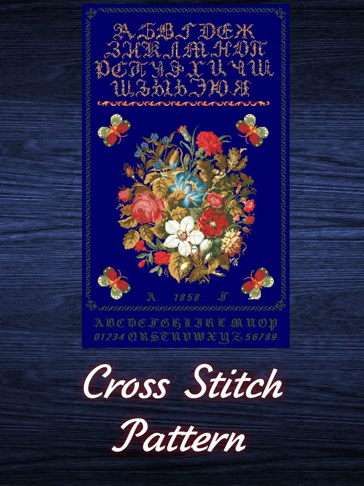 Antique Cross Stitch Pattern Sampler Digital Download PDF