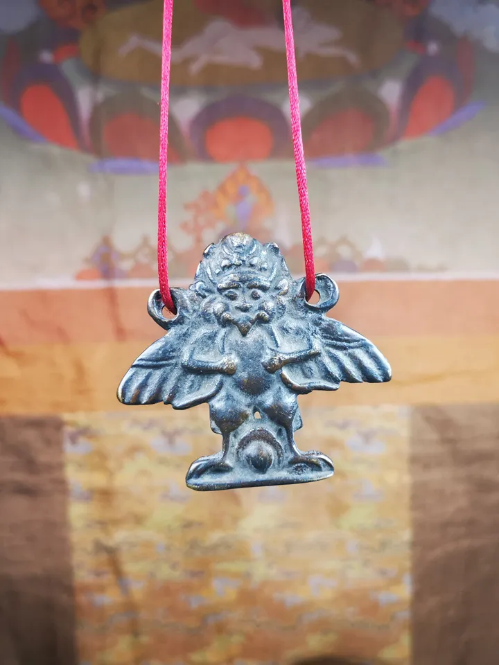 Gandhanra Antique Tibetan Buddhist Amulet Pendant - Garuda - The Golden-Winged Bird,Made of Thokcha,100 years Old