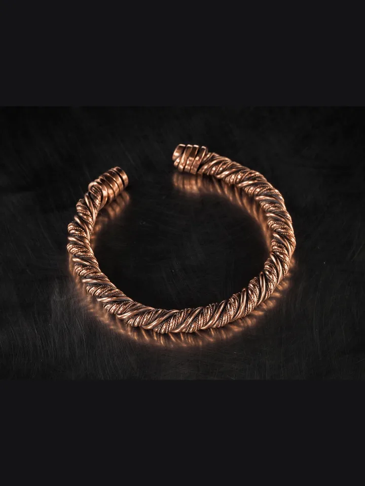 Woven copper wire cuff bracelet Antique style handcrafted copper jewelry