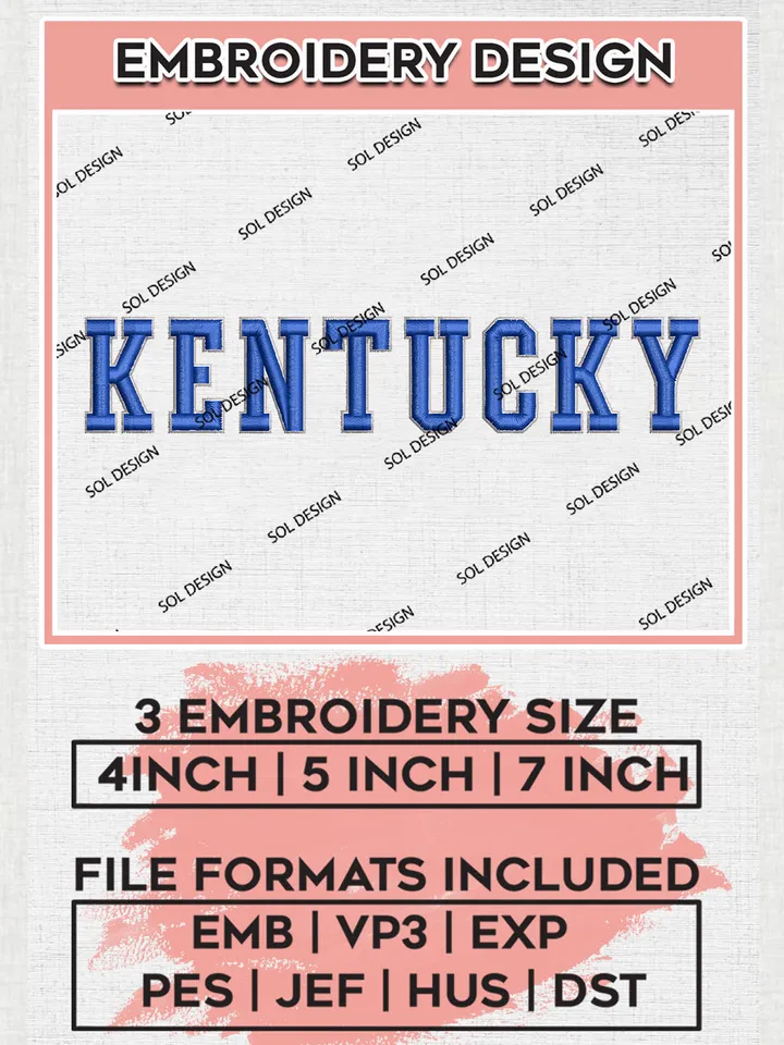 NCAA Kentucky Team Writing Logo Embroidery Design Files, NCAA Kentucky Wildcats Machine Embroidery, NCAA Teams, 3 sizes, NCAA Machine embroidery designs, Digital Download