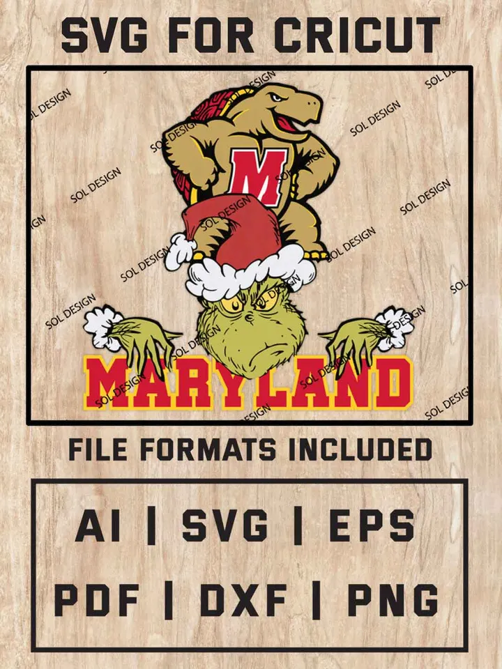 Grinch Maryland Terrapins SVG, NCAA SVG Design, NCAA Maryland Terrapins SVG, NCAA Maryland Cricut, Christmas Svg, Grinch svg, Digital Download