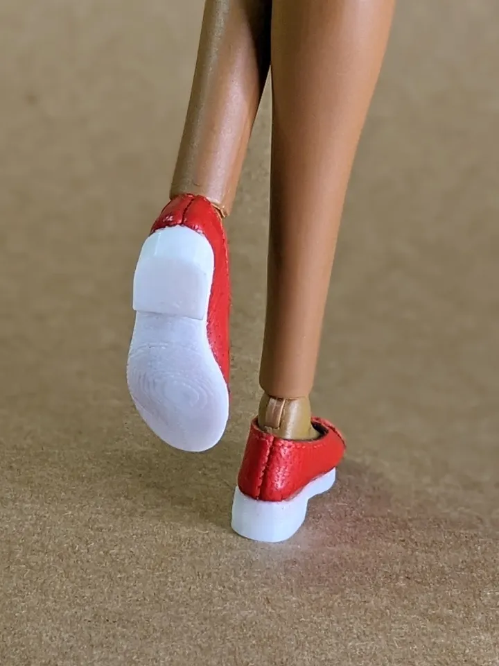 Handmade red & white leather Oxford shoes for 16-inch Integrity dolls (FR16)
