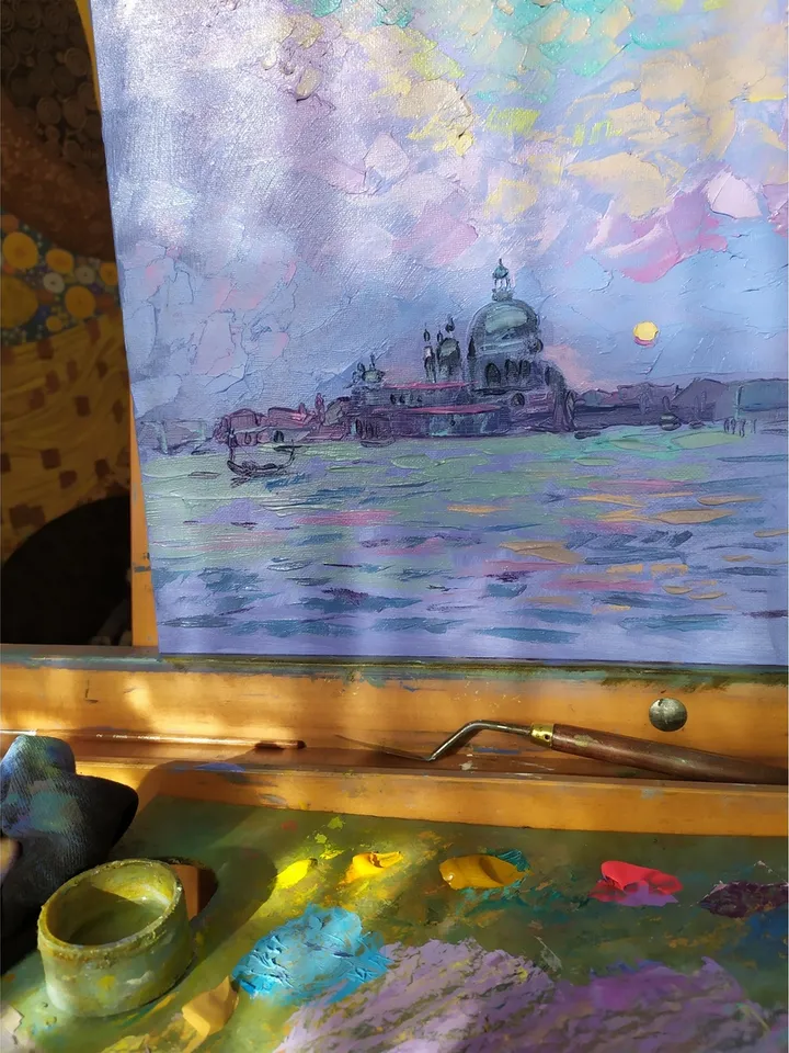 Venice painting Italian Original art Grand Canal wall art Italy artwork square art 12 by 12 inches by Natalia Plotnikova
