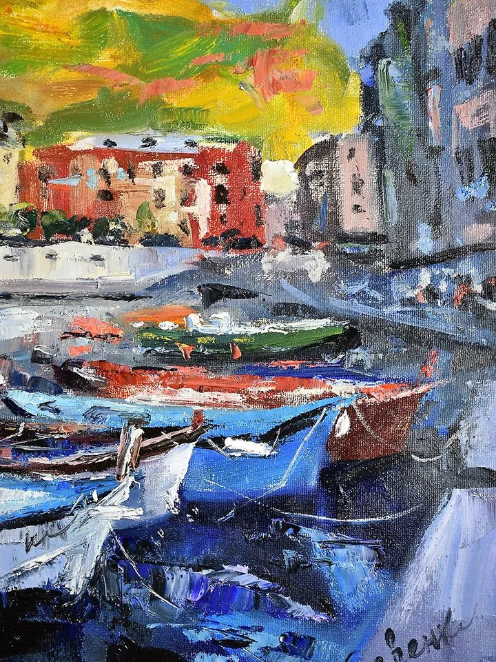 Italy Painting Italian Landscape Original Artwork Cinque Terre Impressionism