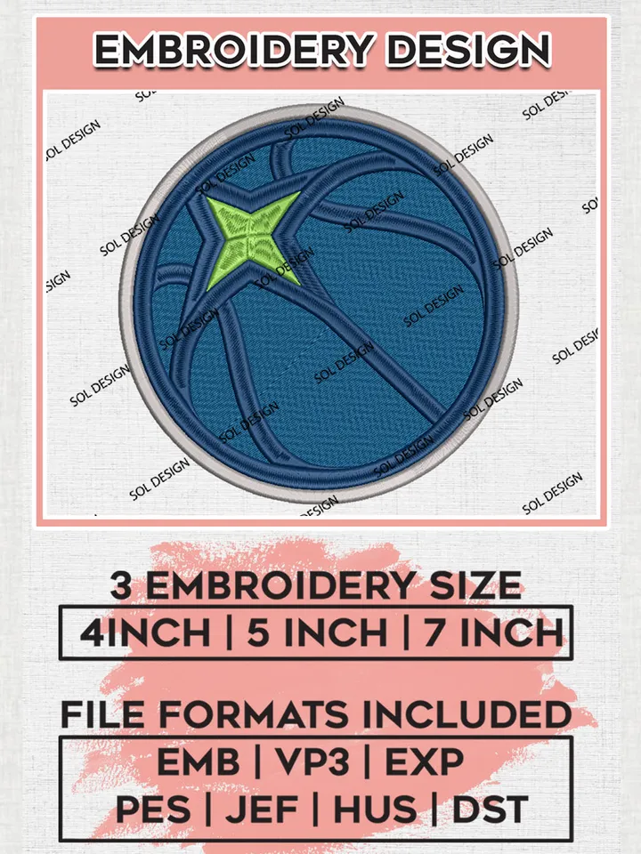 NBA Minnesota Timberwolves Embroidery Design, NBA Timberwolves Embroidery Designs, NBA Logo Machine Embroidery, NBA Embroidery Design, Digital Download