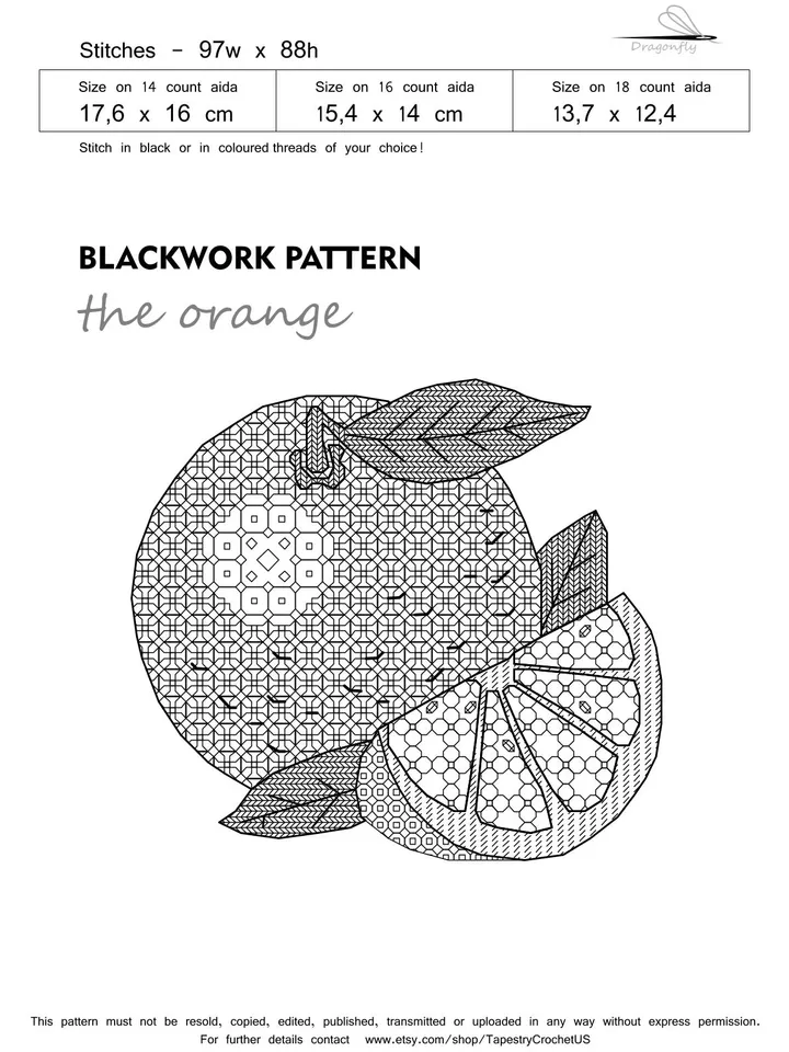 Set of Blackwork patterns - Fruits - Cross Stitch Pattern - Embroidery Sampler - Carpet Cross Stitch