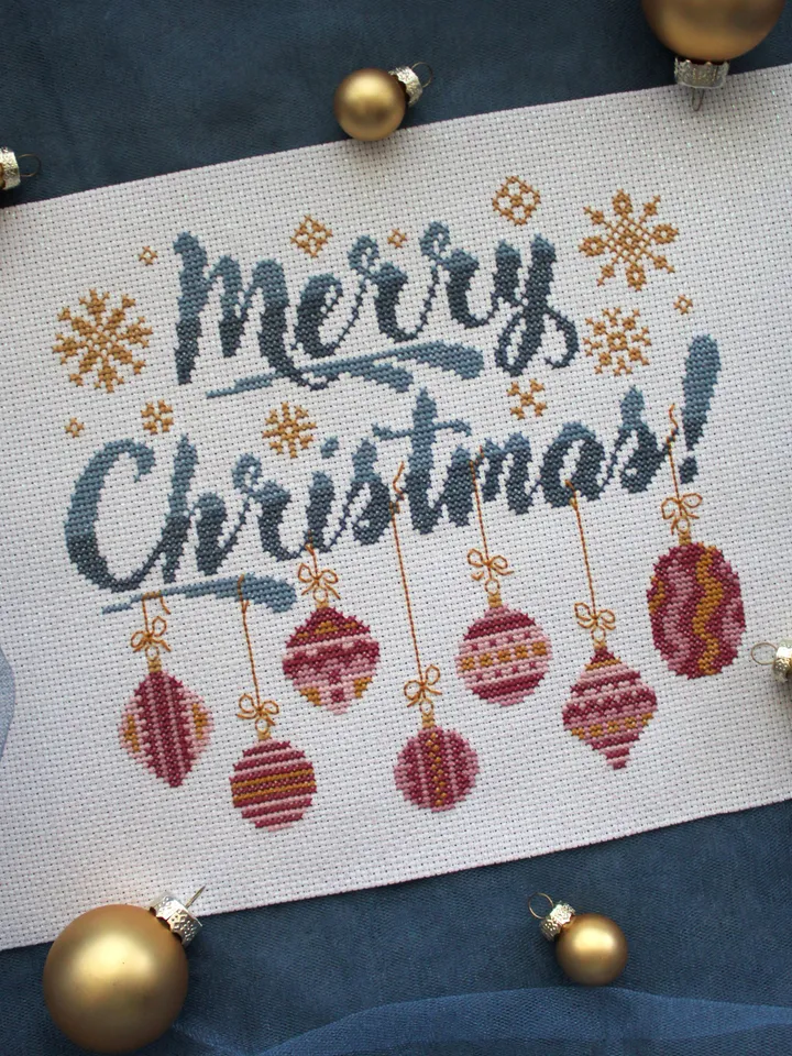 Cross stitch pattern Merry Christmas, simple and easy cross stitch pattern PDF