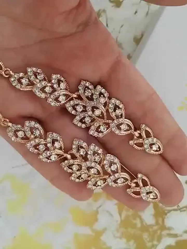 Extra Long Boho Wedding Earrings, Swarovski Crystal Laurel Bridal Earrings, Gold Wedding Jewelry, Chandelier Statement Leaf Floral Earrings
