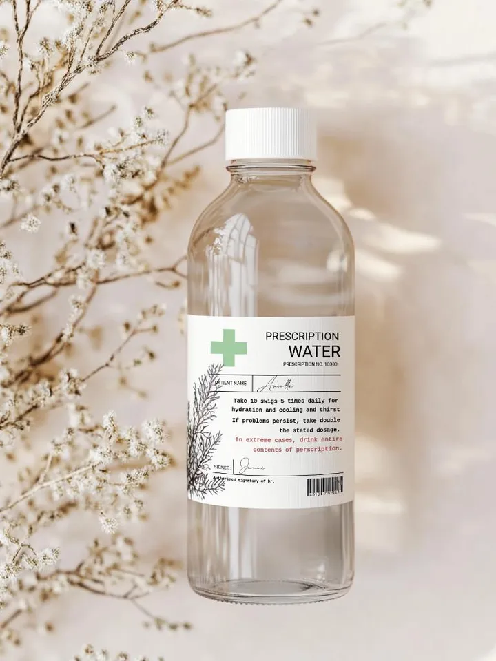 Personalized Prescription water bottle label; Editable & Printable fun novelty gift Birthday, Christmas, gift for her; instant download