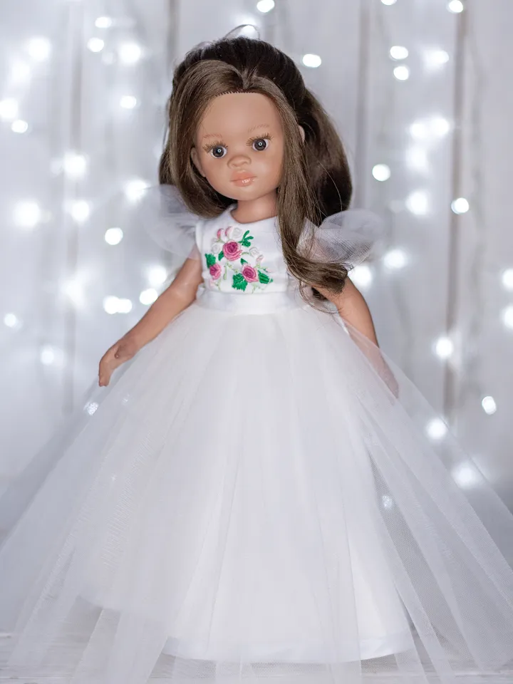 Beautiful White dress for Paola Reina doll 13 inch, Doll clothes, Paola Reina clothes, Dolls outfit, Fluffy doll dress