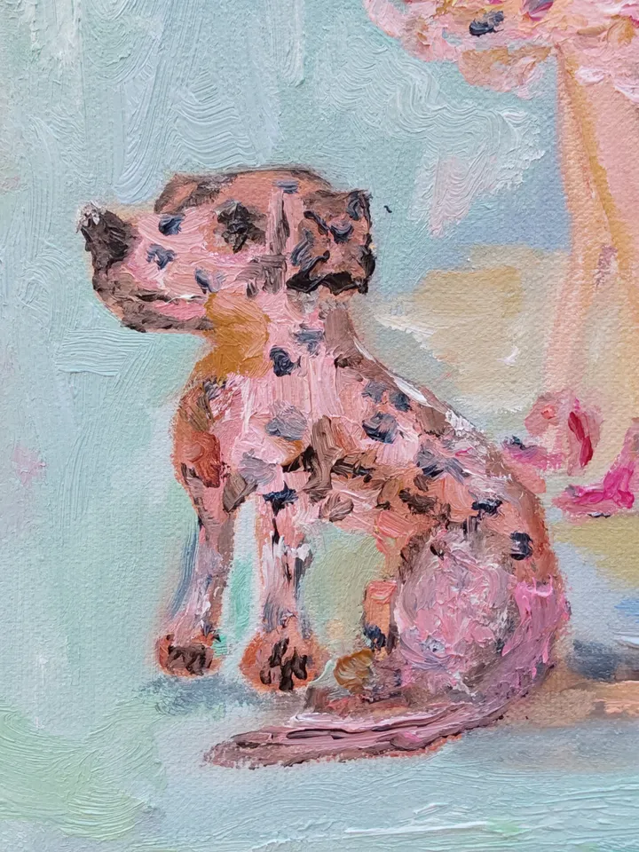 "Walking with a dog" oil painting on canvas 30x40cm (12x16 inch)