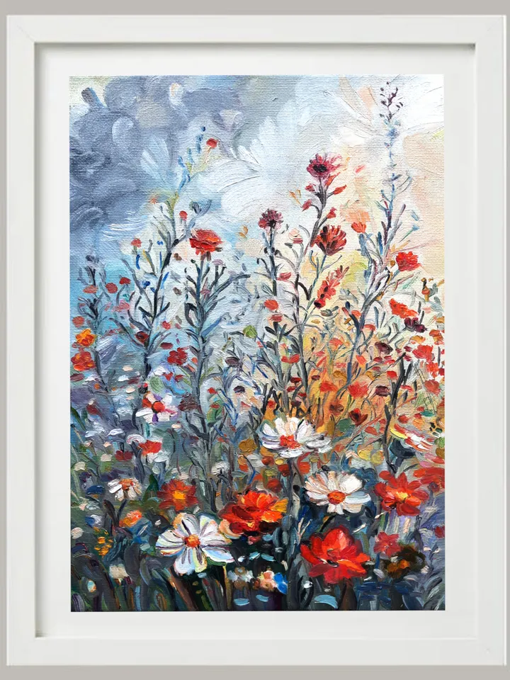 Meadow Painting Original Oil Art Small Artwork Oil On canvas 12*8