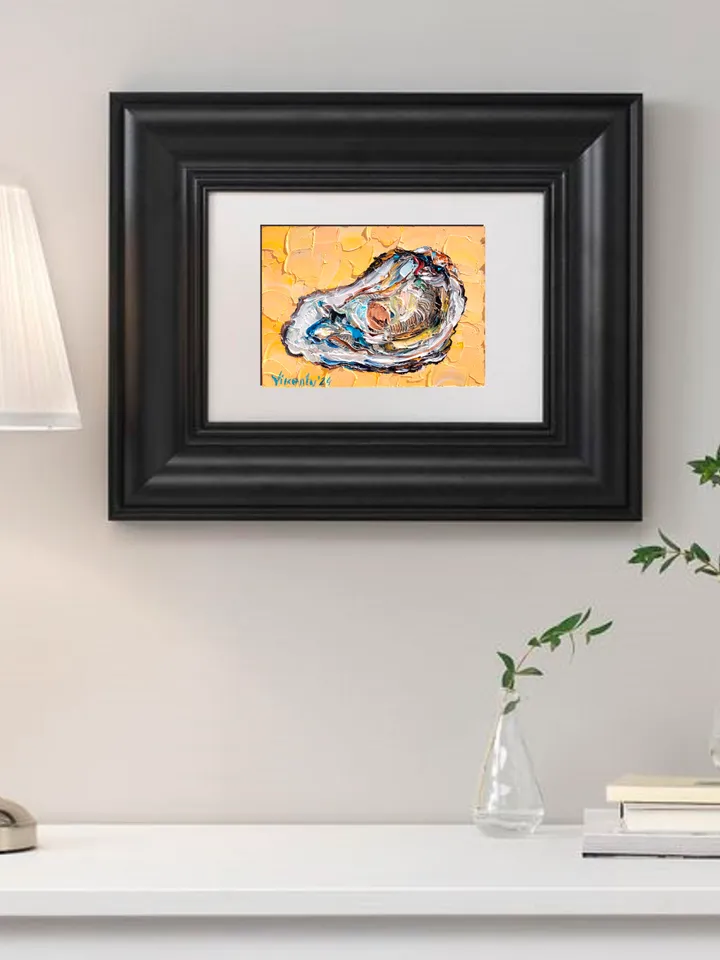 Oyster Painting Shell Original Art Impasto Oil Painting 5x7 Seafood Art Coastal Art Oyster Shell Wall Art Kitchen Wall Decor Food Painting by ArtFromVictoria