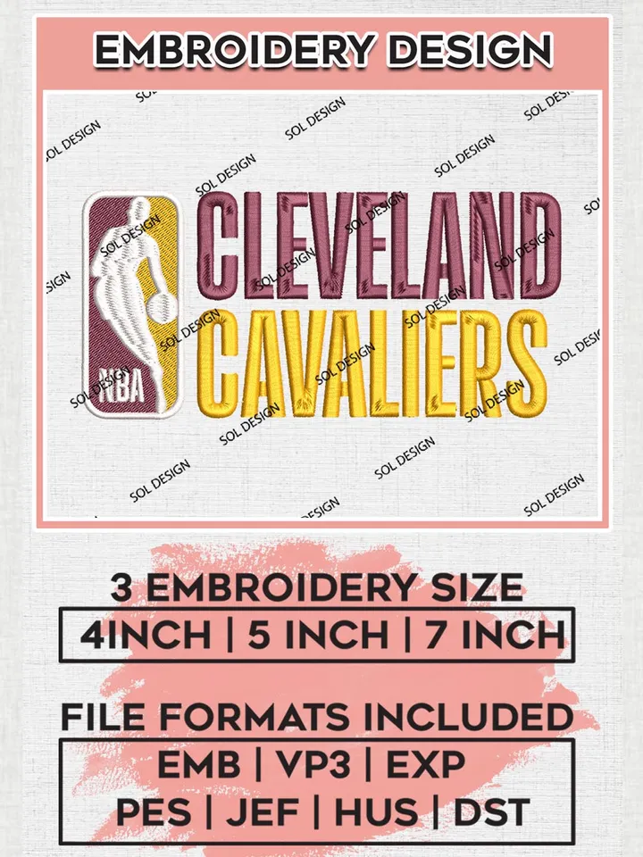 Cleveland Cavaliers Logo Embroidery Design Files, NBA Embroidery Files, NBA Cleveland Cavaliers Machine Embroidery Design, Digital Download