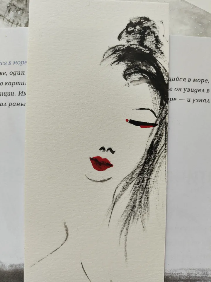 Handpainted bookmark.Nude girl