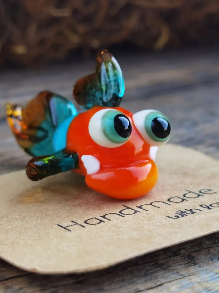 Glass Fish figurines Tiny fish Miniature fish Glass figurines Tiny glass animals Blown glass art Aquarium decor Dollhouse miniature