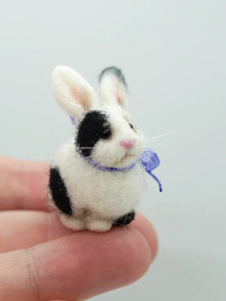 Basil the rabbit, miniature needle felted bunny, gift for her, tiny rabbit, made to order