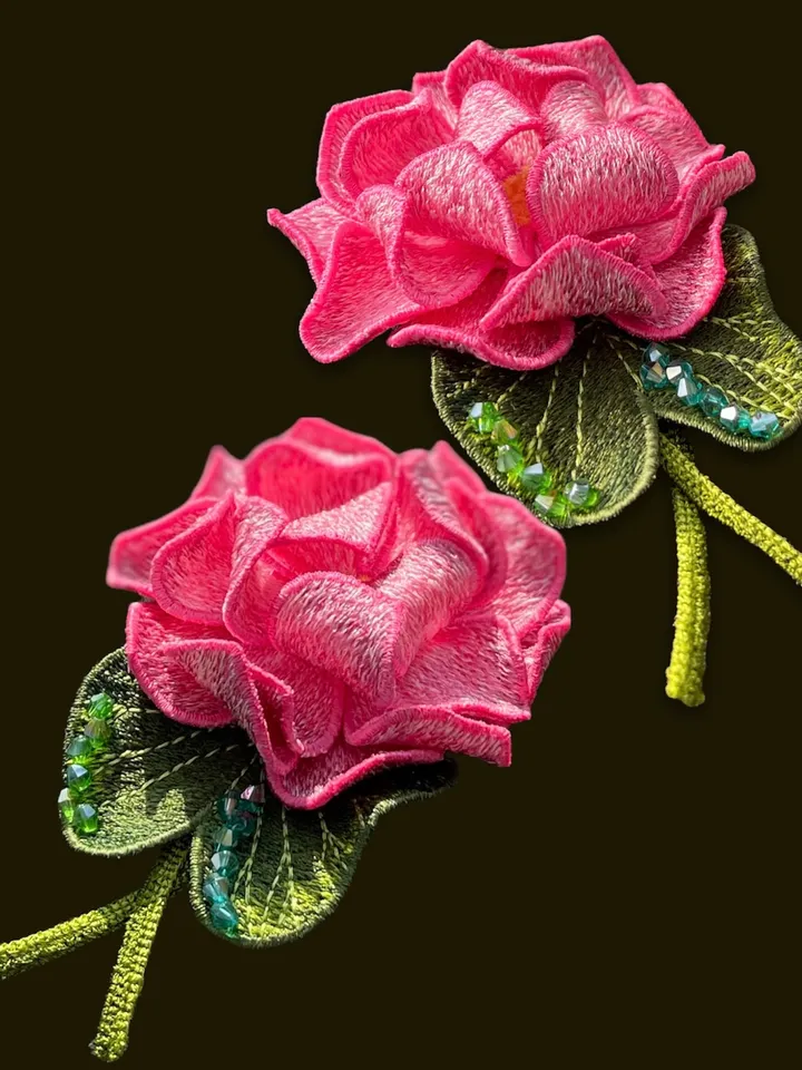 Water lily FSL machine embroidery design 3D flower for making hairpins, brooches or other jewelry Flower FSL Embroidery pattern flower motif